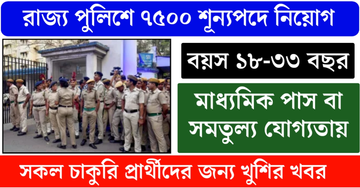 7500 Police Constable Recruitment 2025(৭৫০০ পুলিশ কনস্টেবল নিয়োগ ২০২৫)