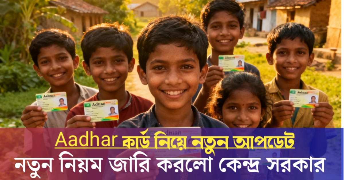 Children between the ages of 7 and 15 will not have to pay any fee to update their Aadhaar card.(আধার কার্ড আপডেট করতে ফি দিতে হবেনা ৭ থেকে ১৫ বছর বয়সী শিশুদের)